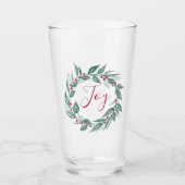 Kerstgroen krans rode bessen vreugde glas (Voorkant)