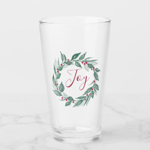 Kerstgroen krans rode bessen vreugde glas
