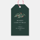 Kerstgroen laat minimale typografie groen cadeaulabel (Voorkant)
