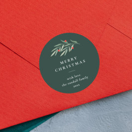 Kerstgroen laat minimale typografie groen ronde sticker