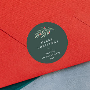 Kerstgroen laat minimale typografie groen ronde sticker