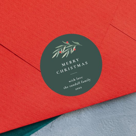 Kerstgroen laat minimale typografie groen ronde sticker