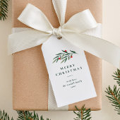 Kerstgroen laat minimale typografie wit cadeaulabel