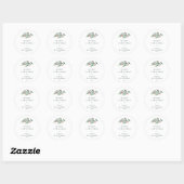 Kerstgroen laat minimale typografie wit ronde sticker (Vel)