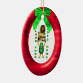 Kerstgroen lint rood add fotoportal keramisch ornament (Rechts)