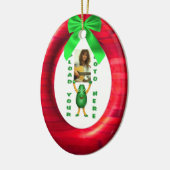 Kerstgroen lint rood add fotoportal keramisch ornament (Links)