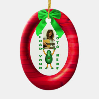 Kerstgroen lint rood add fotoportal keramisch ornament