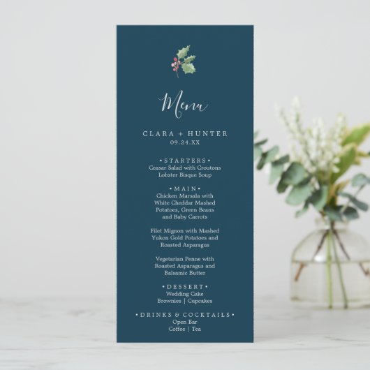 kerstgroen | Menu Navy Wedding (Staand voorkant)