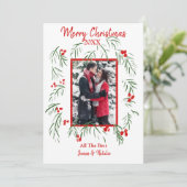 Kerstgroen met foto plat kaart (Staand voorkant)
