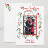 Kerstgroen met foto plat kaart (Voorkant / Achterkant)