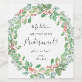 kerstgroen met het voorstel van de Grote Bridesmai Wijn Etiket (Enkel label)