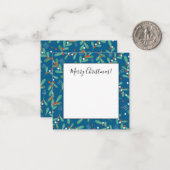 Kerstgroen met hulstbessen Blauw Rood Wit Notitiekaartje (Voorkant / Achterkant in situ)