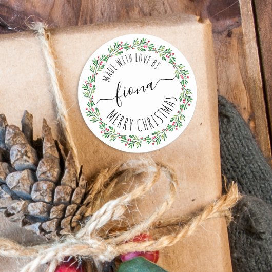 kerstgroen met Jouw naam van liefde Ronde Sticker