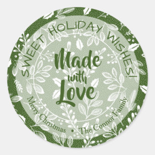 Kerstgroen met liefde gemaakt Vakantie bakken Ronde Sticker