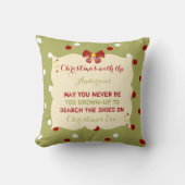 kerstgroen met poka stits familie kussen (Voorkant)