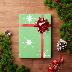 Kerstgroen met witte sterren cadeaupapier