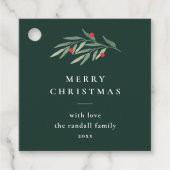 Kerstgroen Minimale Typografie Groene Gift Bedankjes Labels (Voorkant)