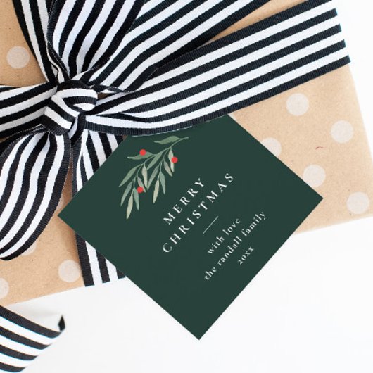 Kerstgroen Minimale Typografie Groene Gift Bedankjes Labels