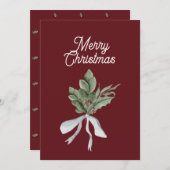 Kerstgroen Mistletoe gepersonaliseerd Feestdagenkaart (Voorkant / Achterkant)