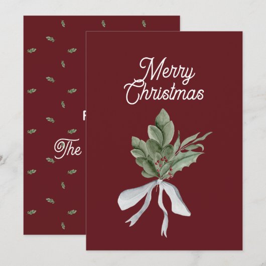 Kerstgroen Mistletoe gepersonaliseerd Feestdagenkaart (Voorkant / Achterkant)