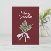 Kerstgroen Mistletoe gepersonaliseerd Feestdagenkaart (Staand voorkant)