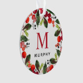 kerstgroen monogram voor aangepaste kerstfamilie f ornament (voorkant)