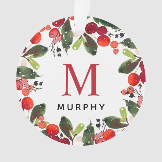 kerstgroen monogram voor aangepaste kerstfamilie f ornament (voorkant)