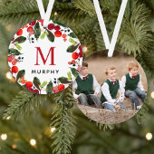 kerstgroen monogram voor aangepaste kerstfamilie f ornament
