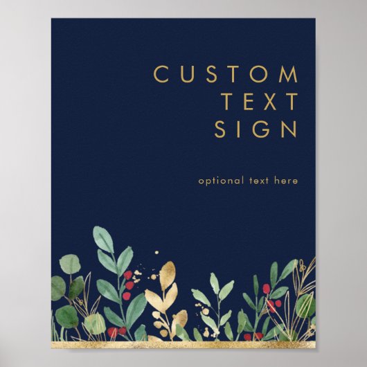 Kerstgroen | Navy Kaarten en Geschenken Maatwerk Poster (Voorkant)