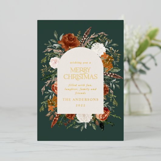 kerstgroen niet-fotoelegante vlek folie feestdagenkaart (Staand Voorkant)