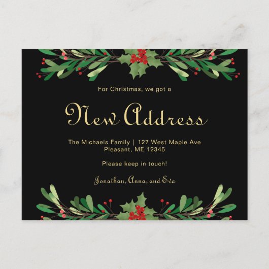 Kerstgroen Nieuw Adres Vakantie Move Briefkaart (Voorkant)