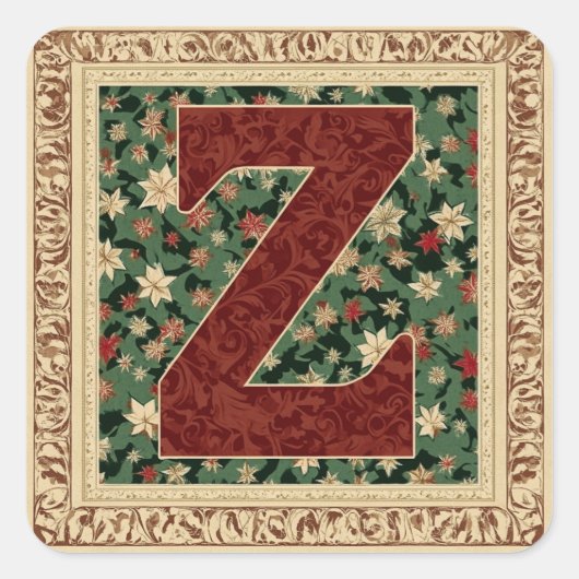 Kerstgroen op Red Z Design Vierkante Sticker (Voorkant)