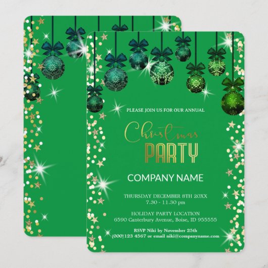 Kerstgroen ornament, diamanten, sneeuwvlokken kaart (Voorkant / Achterkant)