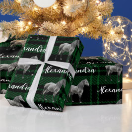 kerstgroen paardenpaard, speciaal gepersonaliseerd cadeaupapier