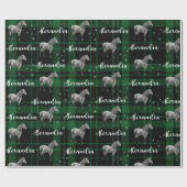 kerstgroen paardenpaard, speciaal gepersonaliseerd cadeaupapier (Vlak)