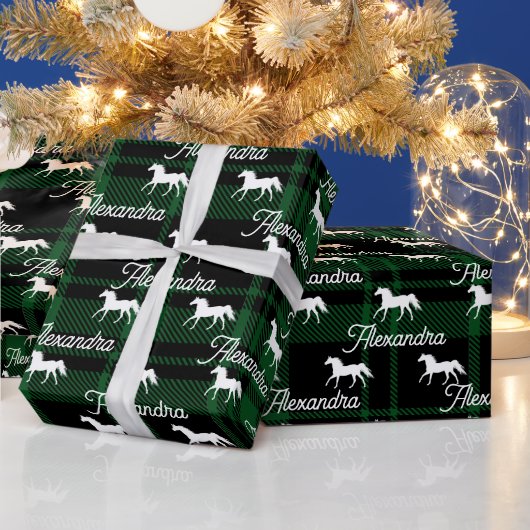 kerstgroen paardenpaard, speciaal gepersonaliseerd cadeaupapier (Feestdagen)