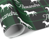 kerstgroen paardenpaard, speciaal gepersonaliseerd cadeaupapier (Rol Hoek)