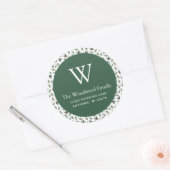 Kerstgroen Patroon Adres Ronde Sticker (Envelop)