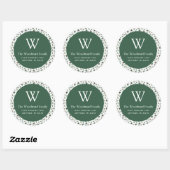Kerstgroen Patroon Adres Ronde Sticker (Vel)