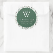 Kerstgroen Patroon Adres Ronde Sticker (Tas)