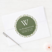 Kerstgroen Patroon Adres Ronde Sticker (Envelop)