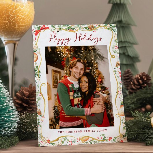 Kerstgroen Patroon Prettige Feestdagen 1 Foto Feestdagenkaart