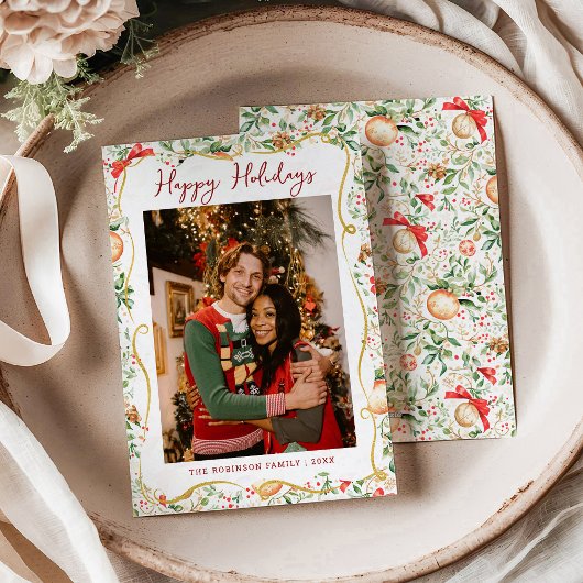 Kerstgroen Patroon Prettige Feestdagen 1 Foto Feestdagenkaart