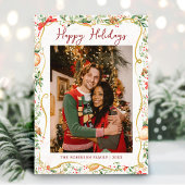 Kerstgroen Patroon Prettige Feestdagen 1 Foto Feestdagenkaart