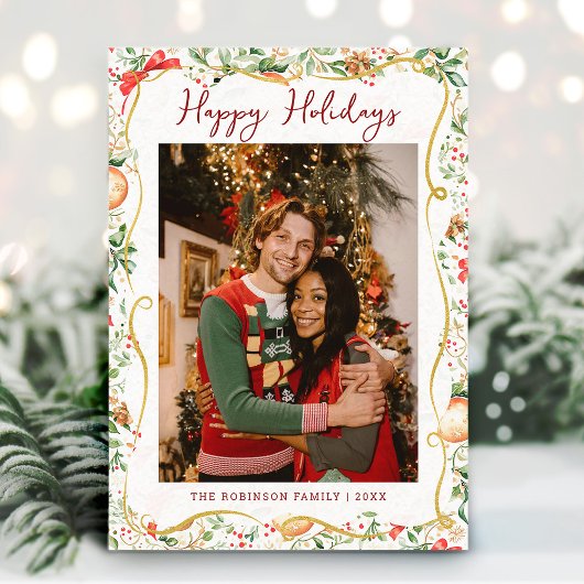 Kerstgroen Patroon Prettige Feestdagen 1 Foto Feestdagenkaart