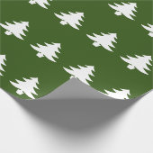 Kerstgroen patroon van witte kerstbomen cadeaupapier (Hoek)