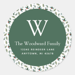 kerstgroen patroonadres ronde sticker