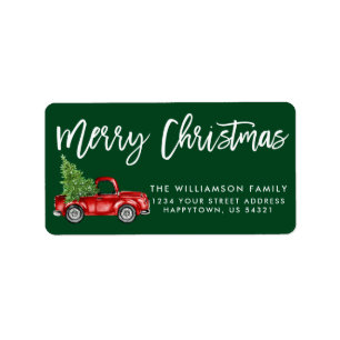 kerstgroen penseelscript etiket