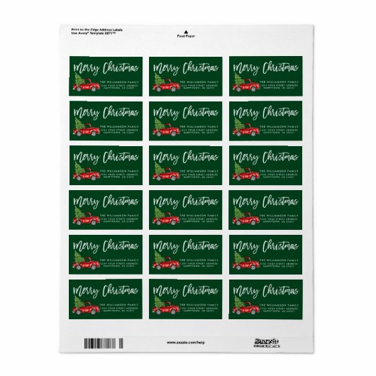  kerstgroen penseelscript etiket (Full Sheet)