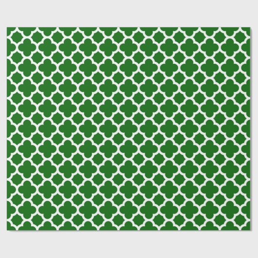Kerstgroen Quatrefoil Trellis Pattern Cadeaupapier (Vlak)